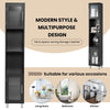 Bathroom Tall Cabinet Slim Freestanding Storage Organizer Cupboard 2 Glass Doors