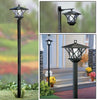 2 x 1.5m Solar Power Outdoor Black Security LED Lamp Post | Garden Path Driveway