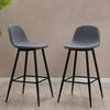2 Pcs Grey Fabric Bar Stools Metal Legs Breakfast High Chairs Pub Kitchen Modern