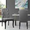 2x Luxury Button Fabric Dining Chairs High Back Chesterfield Style Oak Wood Legs