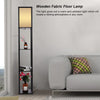 220V Modern Shelf Floor Lamp with 3-Tier Shelves Wooden Hallway Storage UK