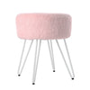 Plush Stool Pouffe Shaggy Faux Fur Foot Metal Legs Ottoman Vanity Chair Padded