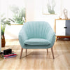 Nordic Style Scalloped Back Soft Armchair Wing Chair Sofa Wooden Legs Upholstery