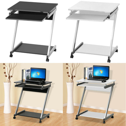 Computer Desk Z-Shaped with Keyboard Shelf Home Office Study PC Table Furniture