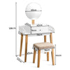Vanity Makeup Dressing Table Wooden Cosmetic Table Stool Set W/Adjustable Mirror