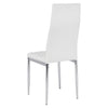 2 Modern White Faux Leather Dining Chairs Padded Seat High Back Chrome Metal Leg