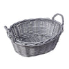 Handmade Wicker Oval Storage Gift Hamper Basket With Handles, White or Grey