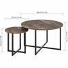 2x Round Industrial Coffee Table Nesting Tea Side Sofa Table with Metal Stand