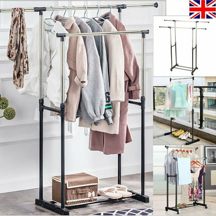 Heavy Duty Garment Clothes Rail Rack Coat Shirt Hanging Display Stand Shelf UK