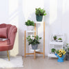 3 /4 Tier Bamboo Plant Stand High-Low Balcony Plant Stand Flower Display Shelves