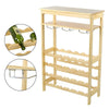 24 Bottle Wood Storage Wine Rack Glass Holder Display Stand Shelf Corner Table