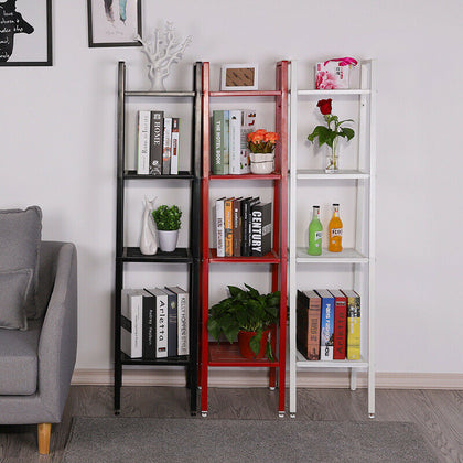 Metal Ladder Shelf 4 Tier Bookshelf Storage Rack Plant Pot Display Shelving Unit