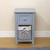Small Bedside Table Cabinets Pair of Nightstand w/ Wicker Basket Storage Drawers