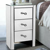 2PCS Glass Mirrored Bedside Tables Crystal Bedroom Side Drawer Storage Cabinet