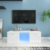 Modern TV Unit Cabinet Stand High Gloss Doors with Blue LED Lights Matt Body UK