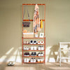 6FT Large Capacity Hallway Shoe Rack Hat Scarf Umbrella Bag Stand Hanger W/ Hook