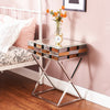 Mirrored Side Table Bedside table 3D Glass Effect Chrome Crossed Legs Furniture;