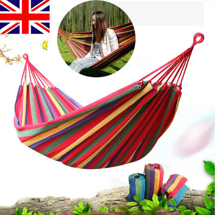 Outdoor Hammock Garden Camping Canvas Hammock Single Double Hanging Bed Swing UK
