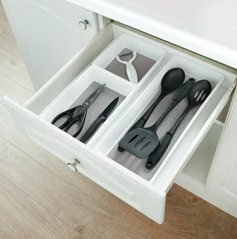 Plastic Kitchen Cutlery Tray Organiser Rack Holder Drawer Insert Tidy Storage