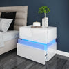 White High Gloss Bedside Table Cabinets Nightstand Chest of Drawers LED Light UK