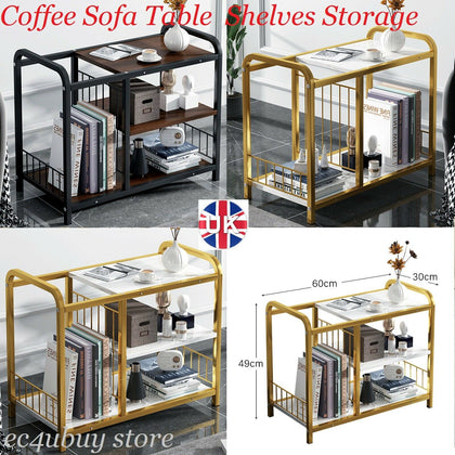Side End Table 2/3-Tier Small Coffee Table for Sofa Living Room Storage Shelf UK