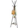 181cm Industrial Style Coat Rack Stand Hall Tree Free Standing with 2 Shelves