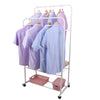 Metal Clothes Double Rail Rolling Heavy Duty Garment Hanging Rack Shelf Display