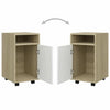 Side Cabinet with Wheels White& Oak 33x38x60 cm Chipboard Organiser