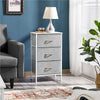 Fabric Chest of Drawers Storage Cabinet Unit Metal Frame Bedside End Table Gray