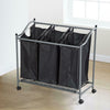 Large Laundry Basket Trolley Clothes Storage Sorter Basket Bin Hamper 3 Bags