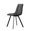 2x Grey Dining Chairs Set PU Leather Padded Seat Black Metal Leg Kitchen