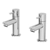 Modern Bathroom Bath Taps Hot & Cold Pair Twin Brass Round Lever Handle Chrome