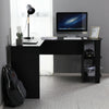 Black L-shaped Computer Desk Corner PC Table Workstation Home Office w/ Shelves