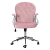 Pink Girls Office Chair Velvet/PU Leather Medium Backrest Padded Computer Chairs