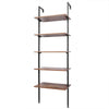 5 Tier Ladder Style Shelving Unit Reclaimed Wood Metal Lean Display Shelves