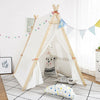 Large Canvas Indian Tent Teepee Kids Wigwam Indoor Outdoor Baby Play House White