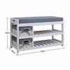 2 Tier Shoe Rack Footwear Stand Padded Seat Storage Bench Woven Baskets Entrance