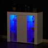 White Cabinet Bedside Table LED Lighting Cabinet Display Side Table Sideboard