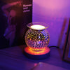 Desire Aroma 3D Glass Electric Lamp Firework Wax Melt Oil Burner w/ Wood Base UK