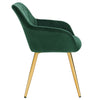 2 xDining Chairs Kitchen Living Room Chairs with Velvet + Gold metal legs UK (Dark Green 2)