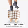 Luxury Padded Wooden Footstool Round Stool Wooden 4 Legs Living Room Bedroom UK