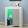 Modern Grey & White Cabinet Cupboard High Gloss 1 Door Glass Shelves LED Light