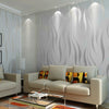 Modern 3D Crescent Wave Stripes Embossed Non-woven Flocking Wallpaper Grey 10M