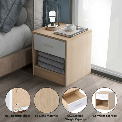 2 Drawer Wooden Bedside Table Cabinet Nightstand Storage Bedroom Furniture