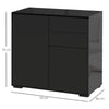 Side Cabinet with 2 Door Cabinet and 2 Drawer for Home Office Black