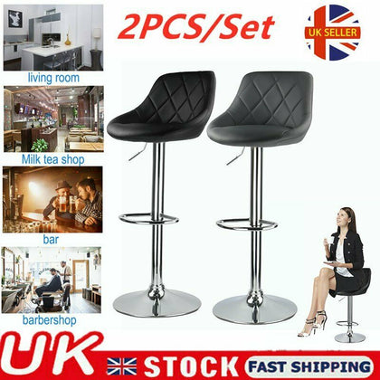 2PCS/set Bar Stools Leather Chairs Breakfast Chairs Swivel Gas Lift Kitchen Seat