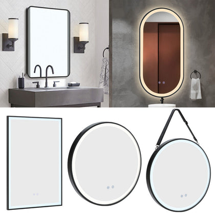 Modern Illuminated Bathroom Mirror With LED Light Demister Pad Touch Switch