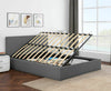 Linen Side Lift Up Storage Bed Frame Ottoman Divan Base free Headboard in Grey