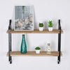 2 Tier Wood Shelves Wall Mounted Floating Shelf Metal Hanging Storage Rack Unit