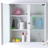 White Kitchen Bathroom Cabinet Wall Mounted Double Door Storage Cupboard Shelf
